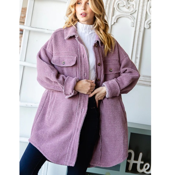 OLI & HALI “ May “ Oli and Hali Long Button Down Fleece Shirt Shacket 83 - Picture 1 of 5
